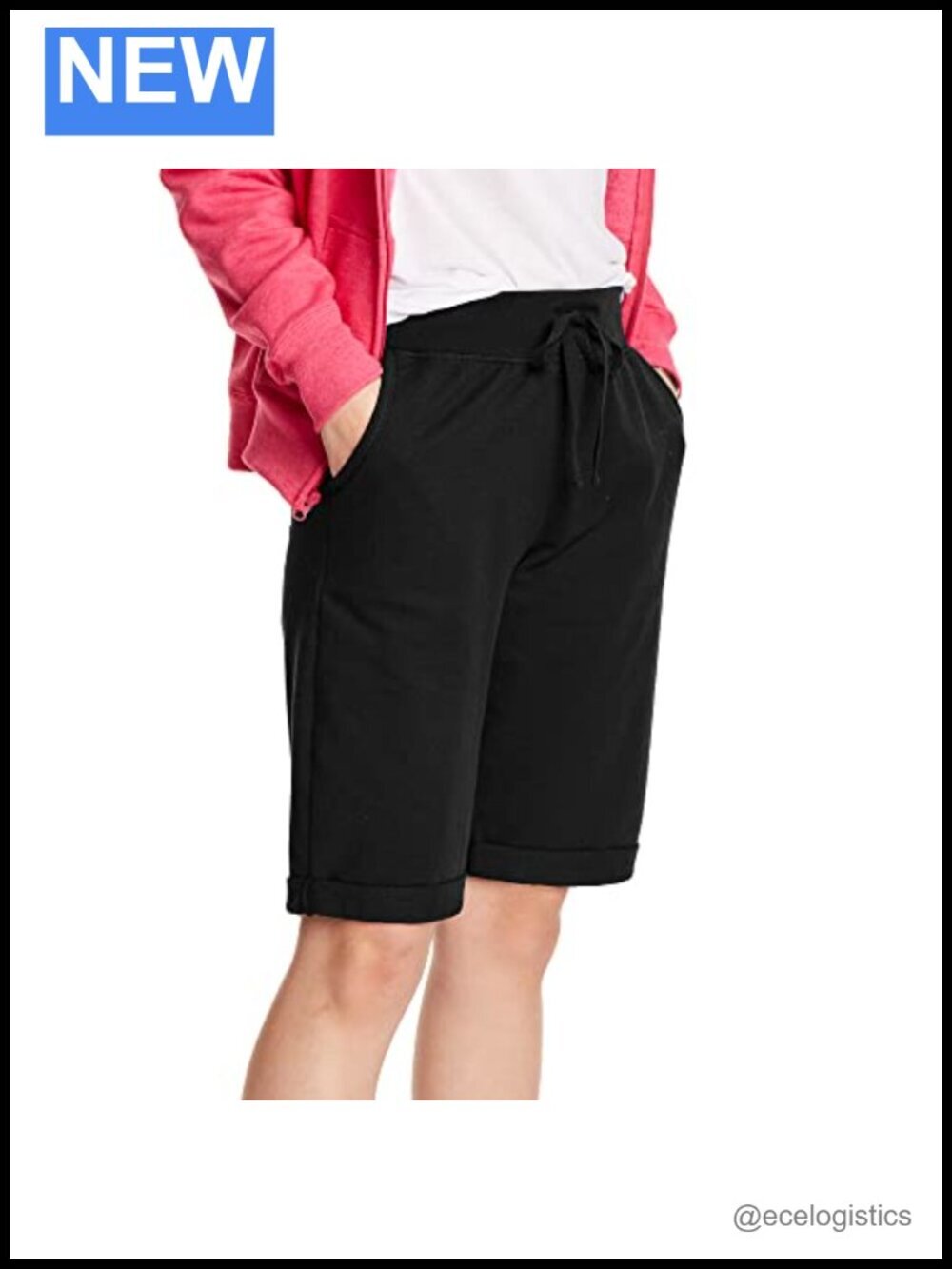 French Terry Bermuda Shorts with Pockets, 11" Inseam